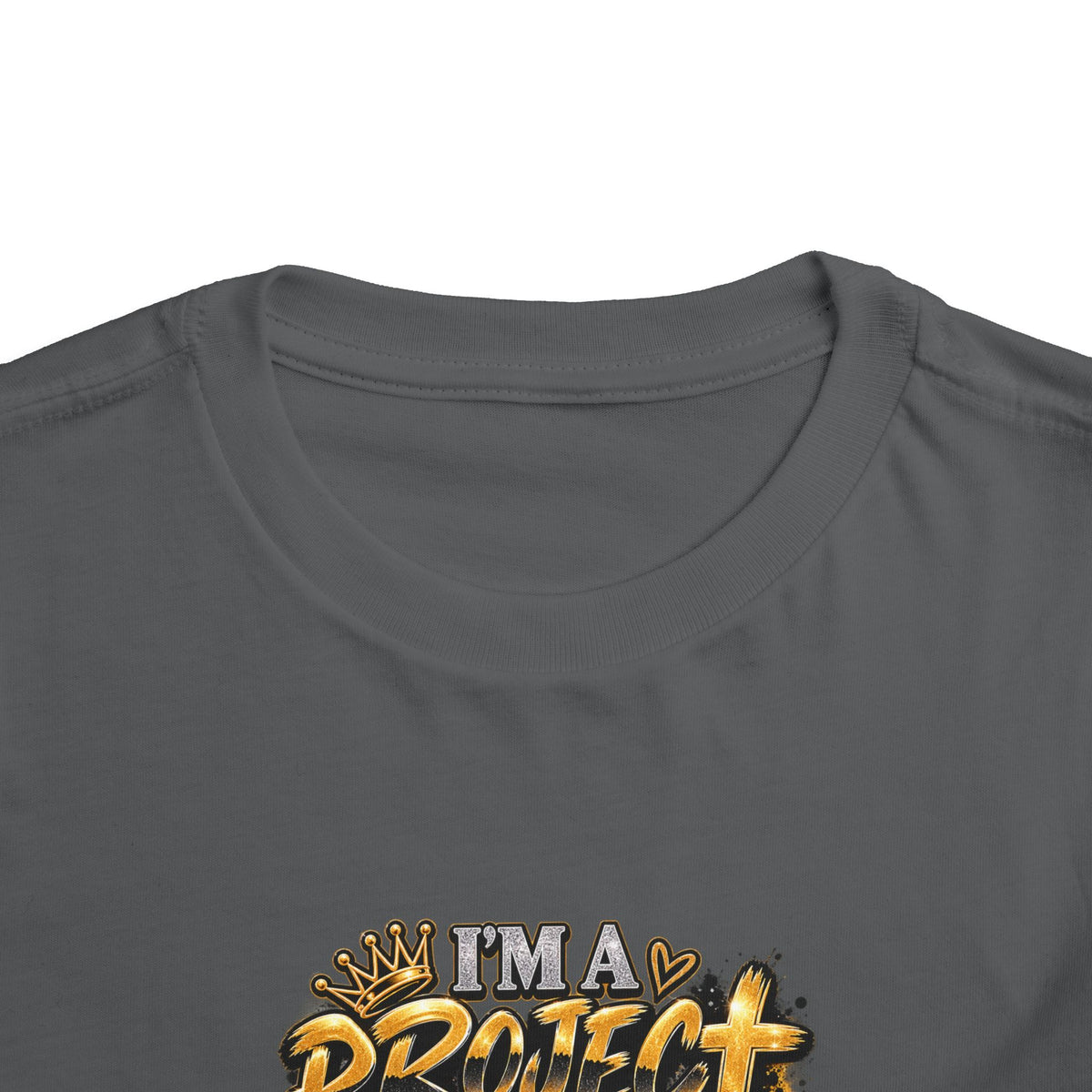 Toddler Tee — "I'm a Project Baby" Afro Girl Construction Graphic