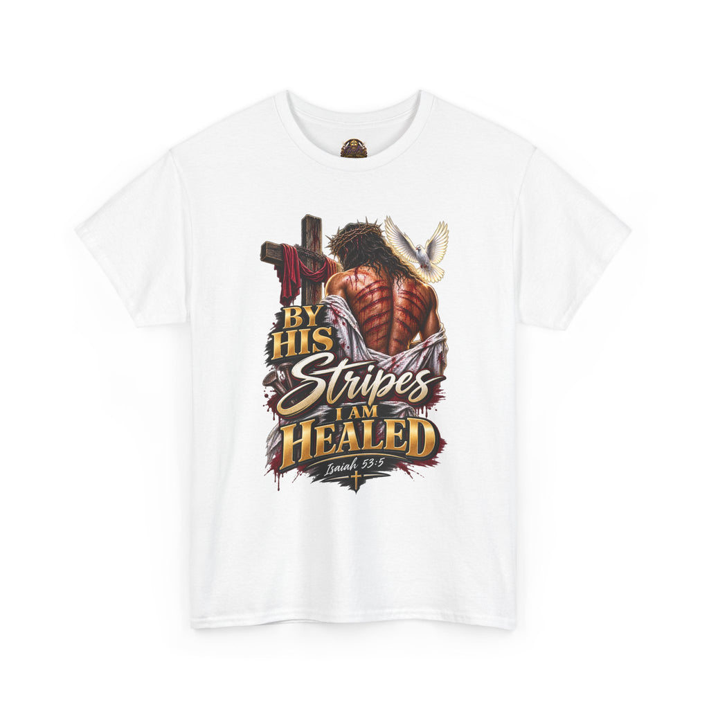 Christian Cowboy T-Shirt — "By His Stripes I Am Healed" Faith Tee