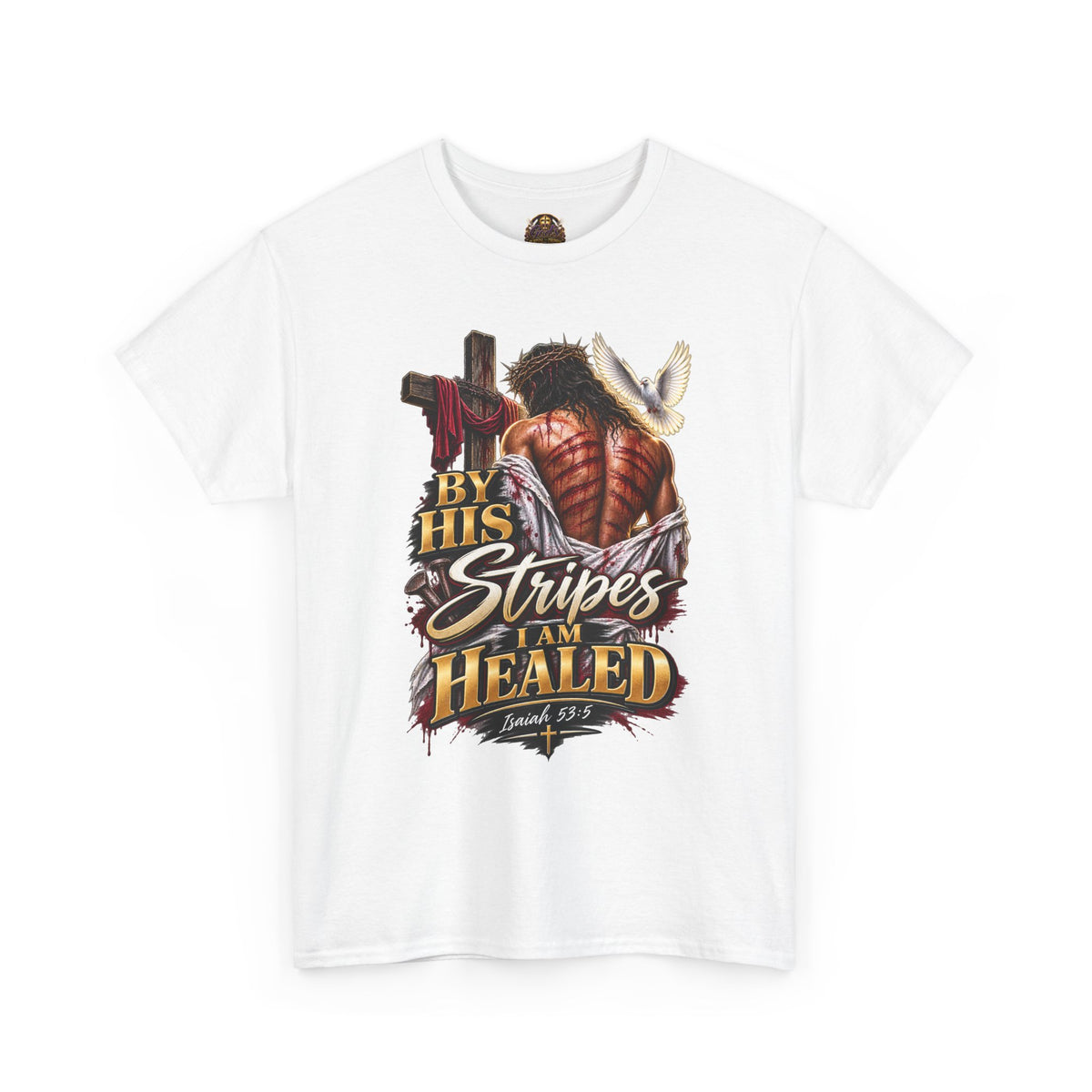 Christian Cowboy T-Shirt — "By His Stripes I Am Healed" Faith Tee