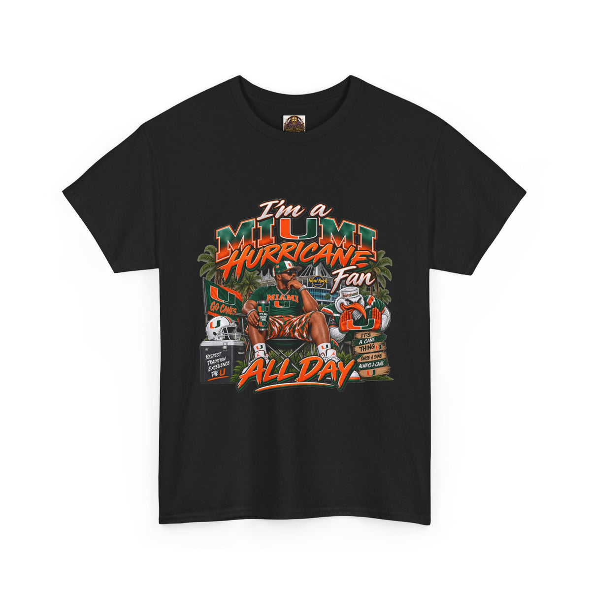 Miami Hurricanes Fan T-Shirt – “I’m a Miami Hurricane Fan All Day” Game Day Tee