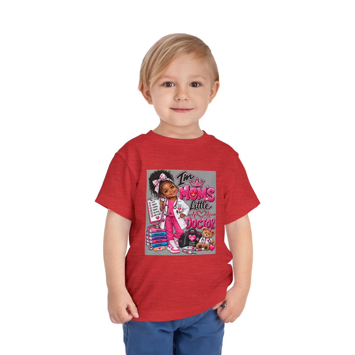 Toddler Tee - "I'm Mom's Little Doctor" Cute Kids Medical Play Graphic Shirt