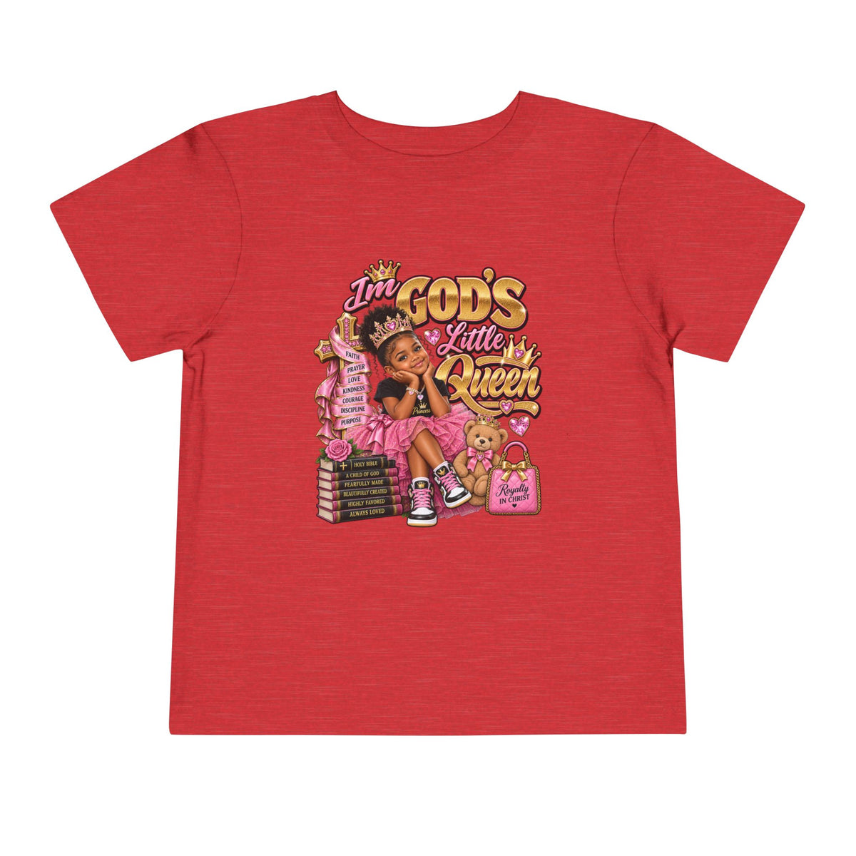 Toddler Tee — "I'm God's Little Queen" Cute Pink Princess Graphic
