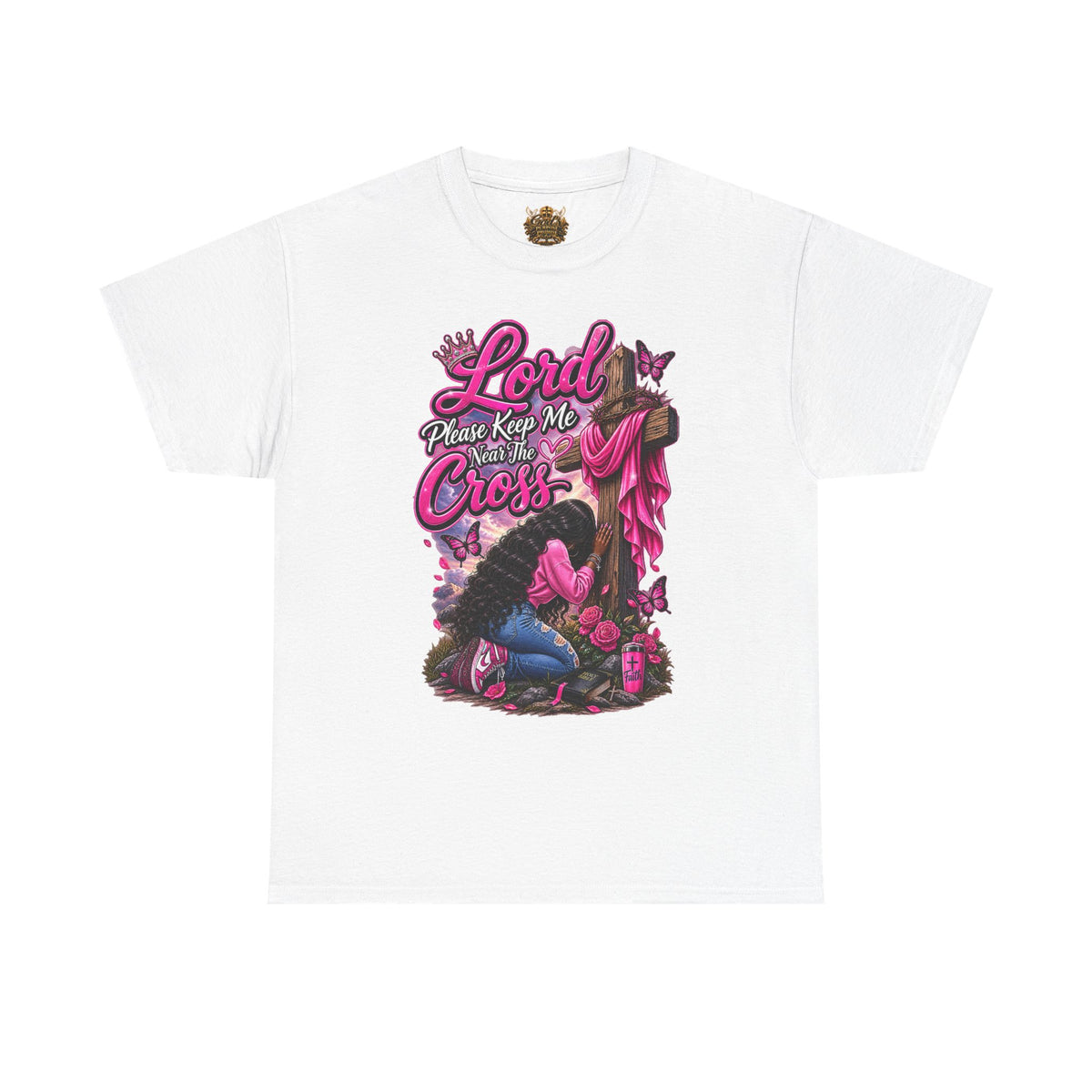 Christian Prayer T-Shirt — "Lord Please Keep Me Near The Cross" Faith Tee