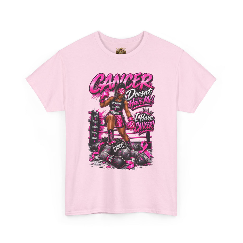 Breast Cancer Fighter Tee — "Cancer Doesn’t Know Who I Have Knocked" Boxing Design