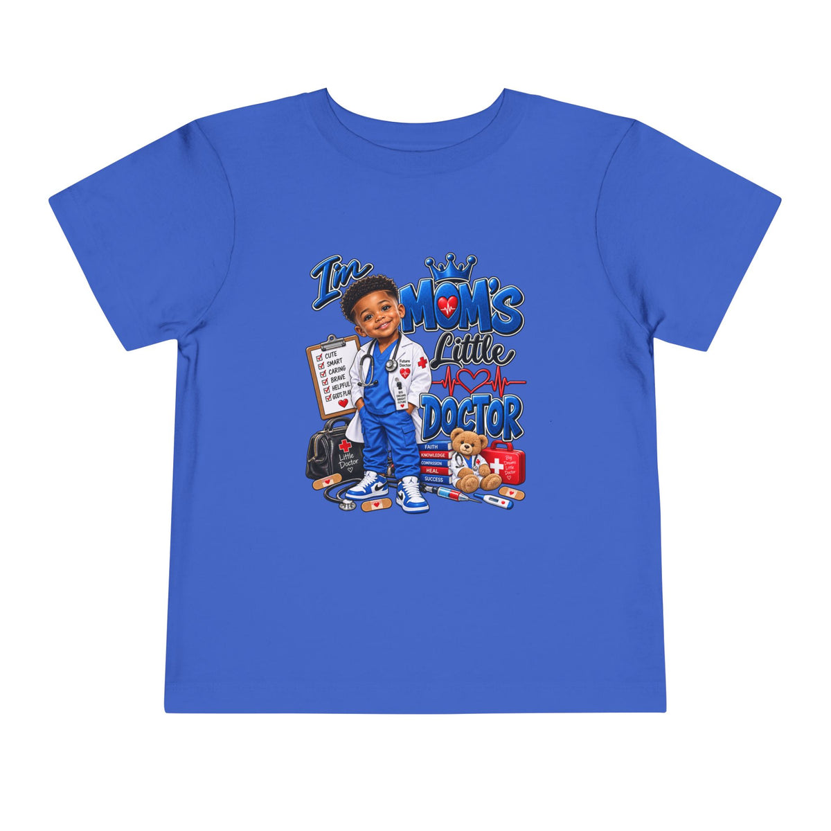 Toddler 'Mom's Little Doctor' Short Sleeve Tee - Cute Kids Doctor Playful Shirt