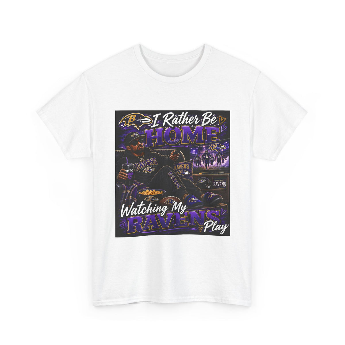 Ravens Fan T‑Shirt – "I'd Rather Be Home Watching My Ravens Play"