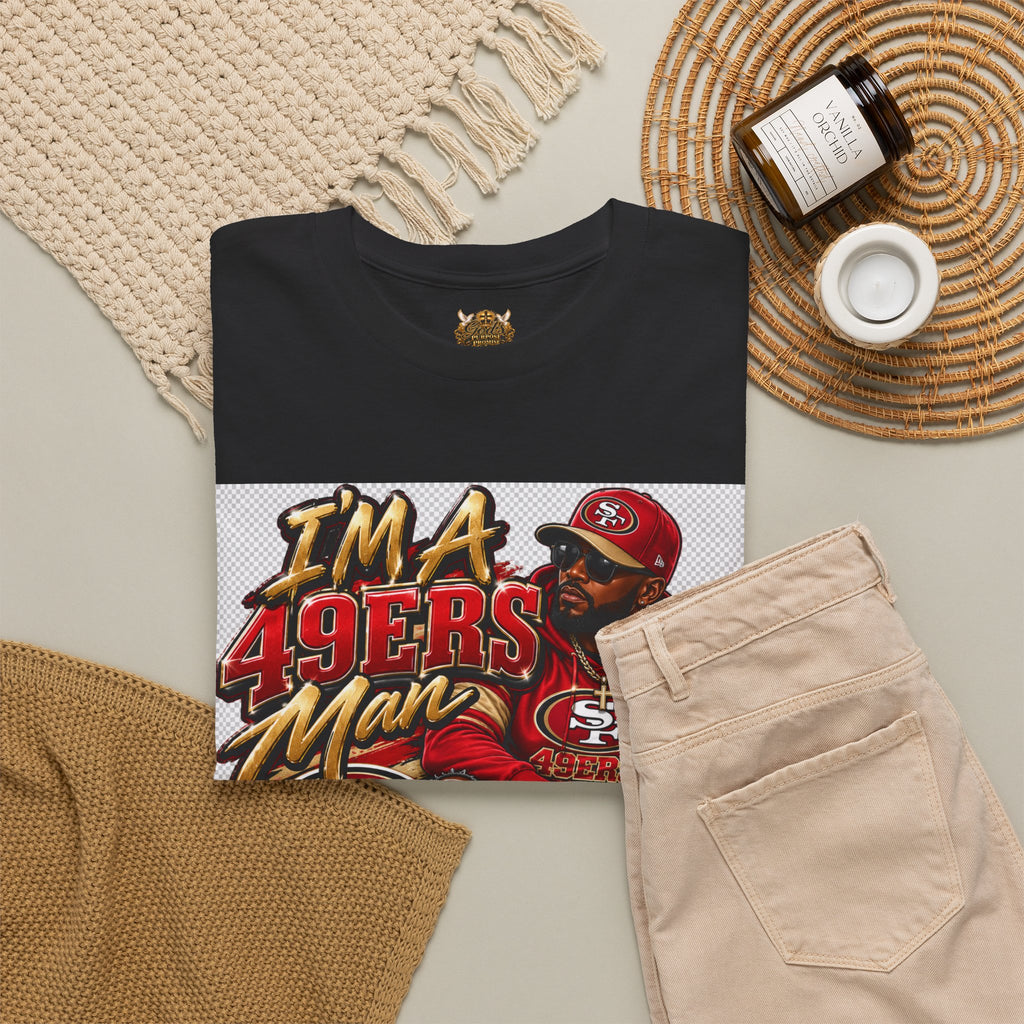 49ers Fan T‑Shirt — "I'm a 49ers Man" Graphic Tee with "Go Niners" Back