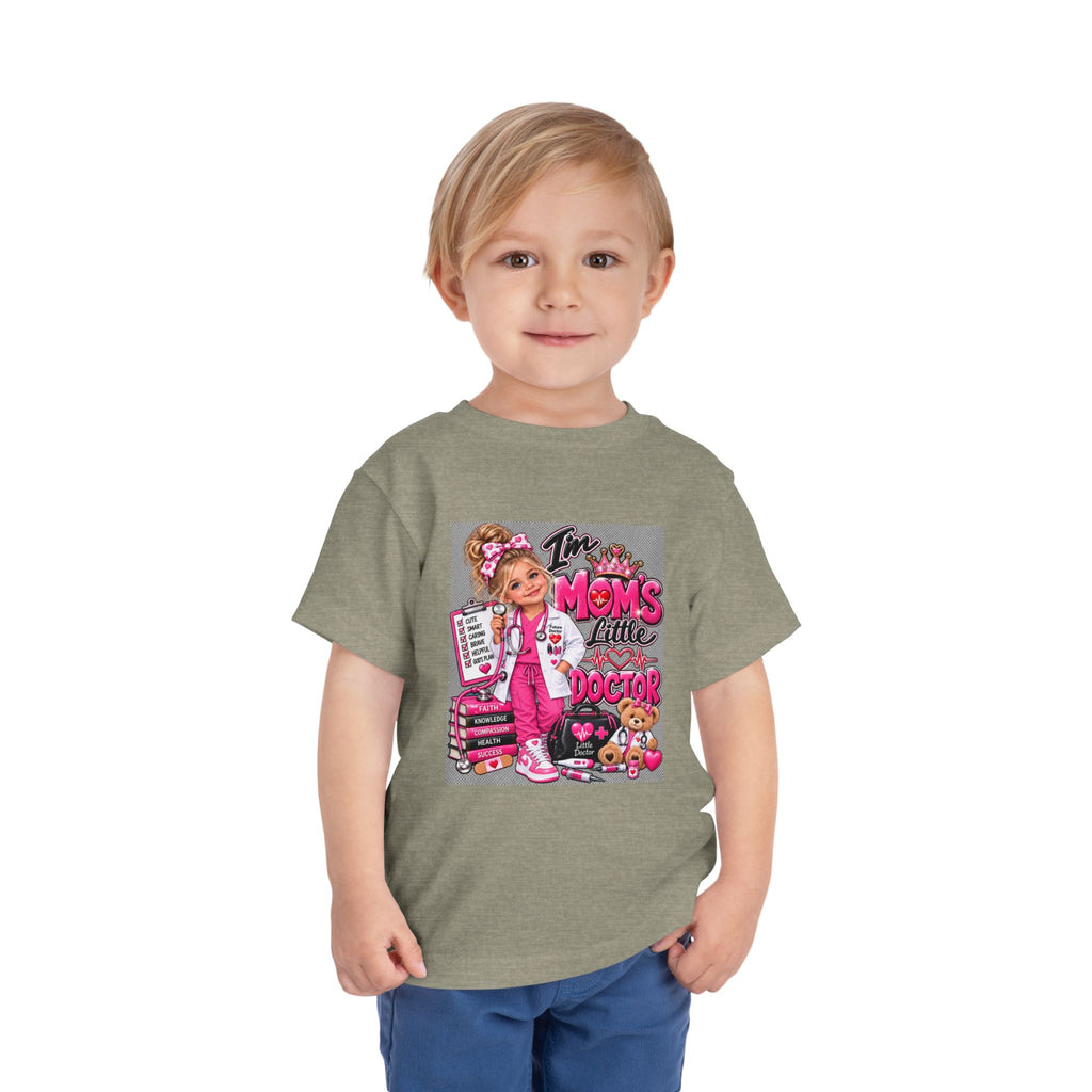 Toddler Tee — "I'm My Mom's Little Doctor" Cute Pink Doctor Playtime Shirt